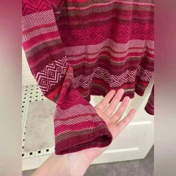 Eddie Bauer colorful‎ tribal striped fleece like pullover quarterzip sweatshirt - Picture 5 of 9